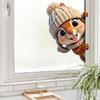 Static Cling Cute Squirrel Peeking Window Sticker for Home Glass Door Decor