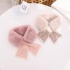 Winter Warm Baby Scarf Soft Plush Cross Collar Scarves For Kids Girls Print Knitted Neckerchief