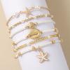 Vintage Seed Bead Stacked Bracelet Set Starfish Shell Embellishment Bracelets Elegant Women's Summer Beach Party Ideal Zircon