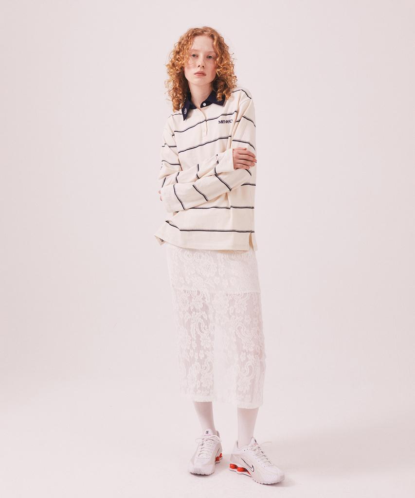 Minasu Mns Striped Cotton Collar T Shirt_Ivory