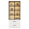LED Display Cabinet 60×40×160 cm with Drawers, Aluminum Frame, Tempered Glass Doors and Soft-Closing Hinges, Multicolor LED