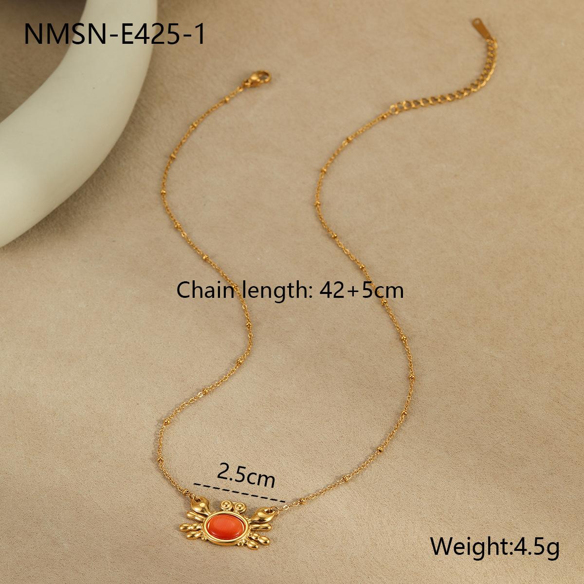 GEMCHIC Women s Ocean Style Crab Necklace Stainless Steel Cat Eye Pendant Layered Chain Jewelry 18K