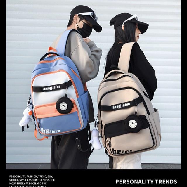 Retro backpack for girls, high school students, junior high school students, contrasting schoolbags, men's computer backpacks