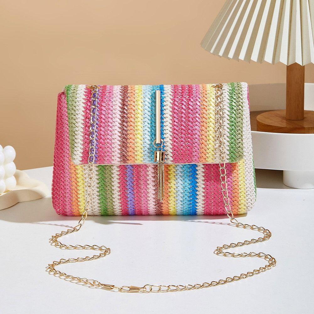 Portable Straw Shoulder Bag Ethnic Style Clutch Bag Fashion Mobile Phone Pouch  Outdoor