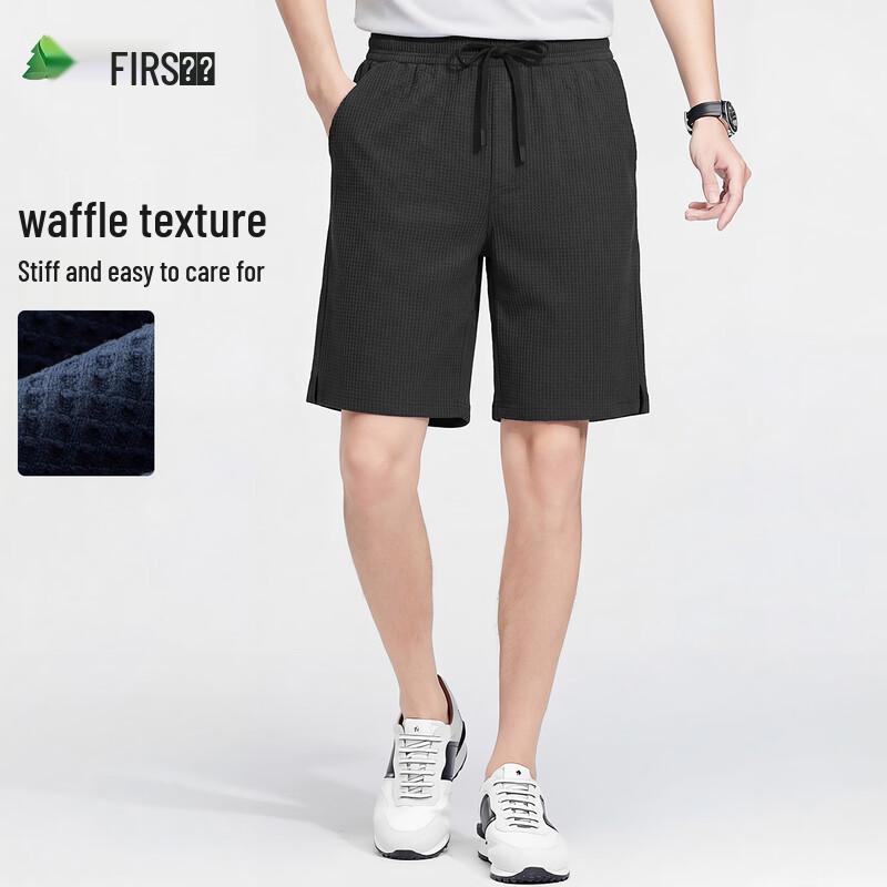 FIRS Men s Waffle Texture Plaid Summer Shorts L