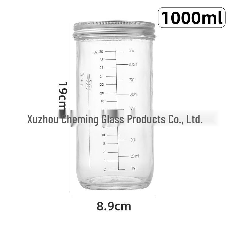 24oz Graduated Glass Fermentation Jar with Sealed Lid for Yeast Culture and Sourdough Baking Utensils