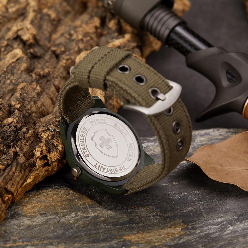 Simple fashion woven canvas with men's watches retro tooling sports outdoor luminous quartz Joker casual watch