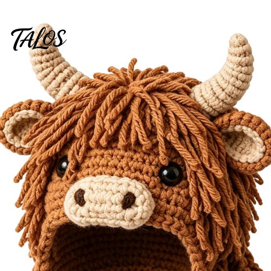 Highland Cow Hat Crochet Kit Kit, Halloween Pumpkin Spider Hood Craft Set DIY Handmade for Adults Teens Holiday Ornament