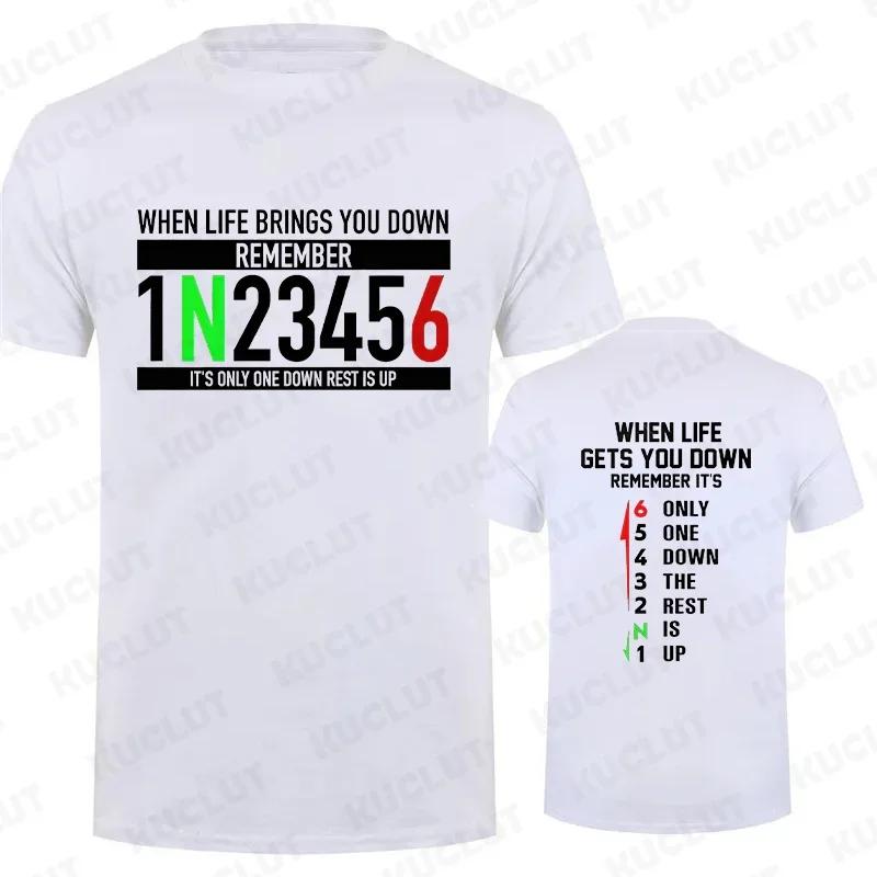 Motorcycle Gear Graphic T Shirts for Men Classic Male Tshirts When Life Gets You Down Print Tees Men Oversized Y2k Clothing