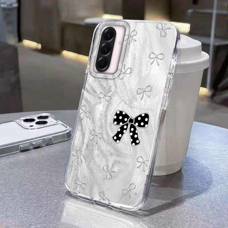 For Samsung Galaxy A56 A16 A26 A36 A06 A55 A35 A25 A15 A12 A32 A22 A14 A54 M22 M12 Luxury Butterfly Bow Print Laser Phone Case