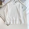 Plus Size Women Lace Splicing Long Sleeve Loose Base T Shirt Top