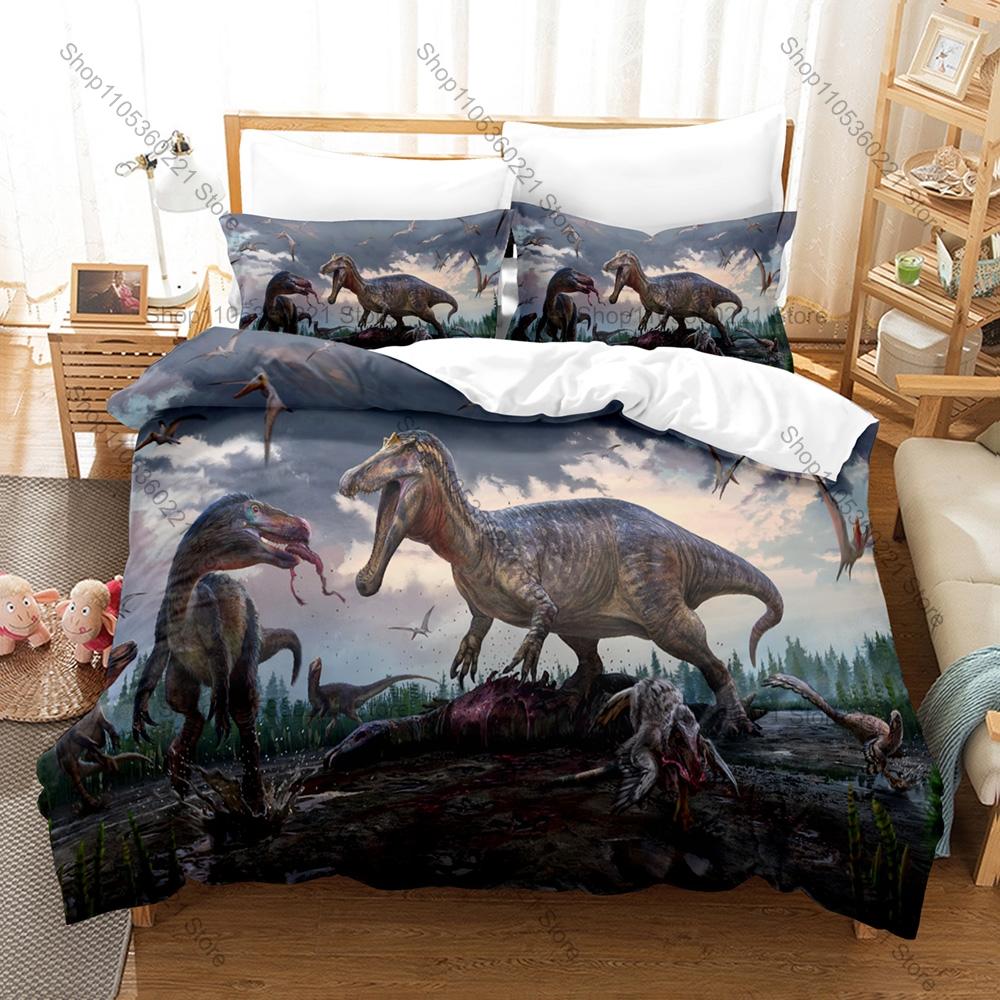 Dinosaur World 3PCS Bedding Set Duvet Cover And Two Pillowcases Microfiber 3D Digital Printed Cartoon Bed Linens Home Decor
