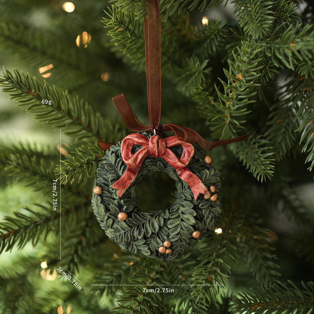 Retro-Style Elderly Boots, Snowman, & Bells Christmas Tree Hanging Decoration Resin Pendant Wreath