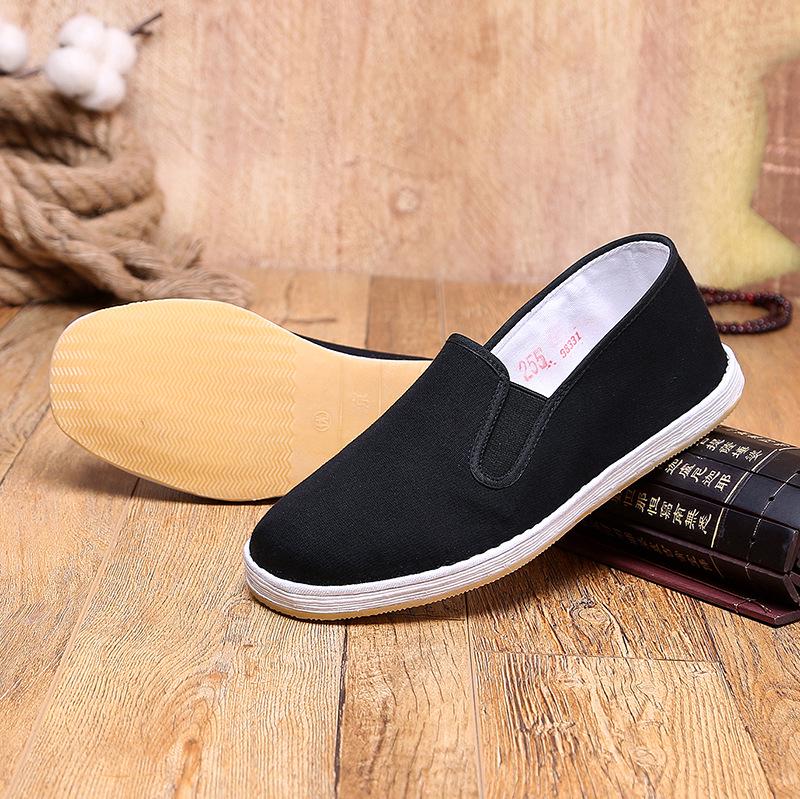 Handmade Old Beijing Cloth Slip-On Shoes - Stitched Sole, Thousand-Layer Sole, Breathable, Casual Work Shoes Size 40