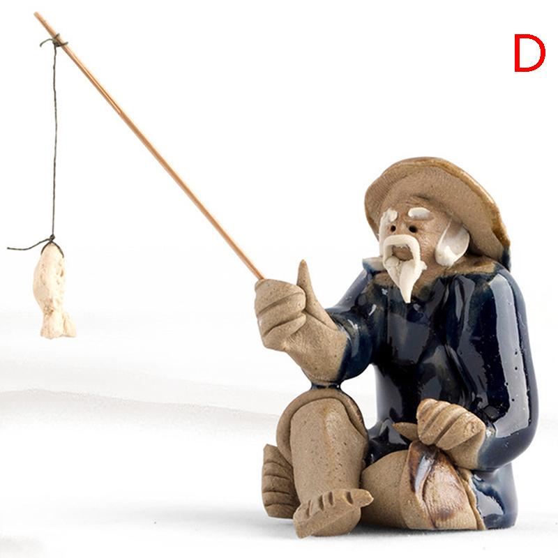 Рыбалка Старик Смола Фигура Статуя Сидящий Садовый Орнамент Открытый Сад