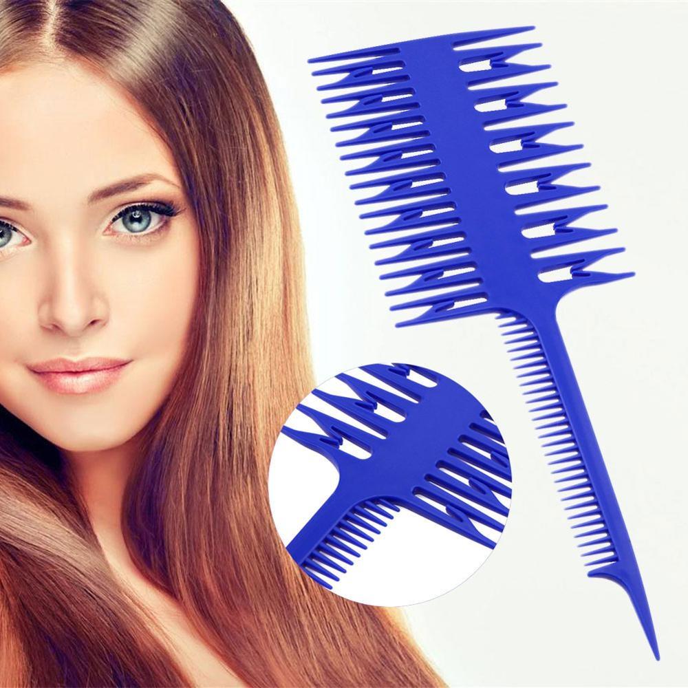 

2pcs Women Updo Big Tooth Comb Hair Dyeing Tool Salon Professional Fish Bone Shape Comb Hair Dyeing Sectioning Highlighting Comb Blue