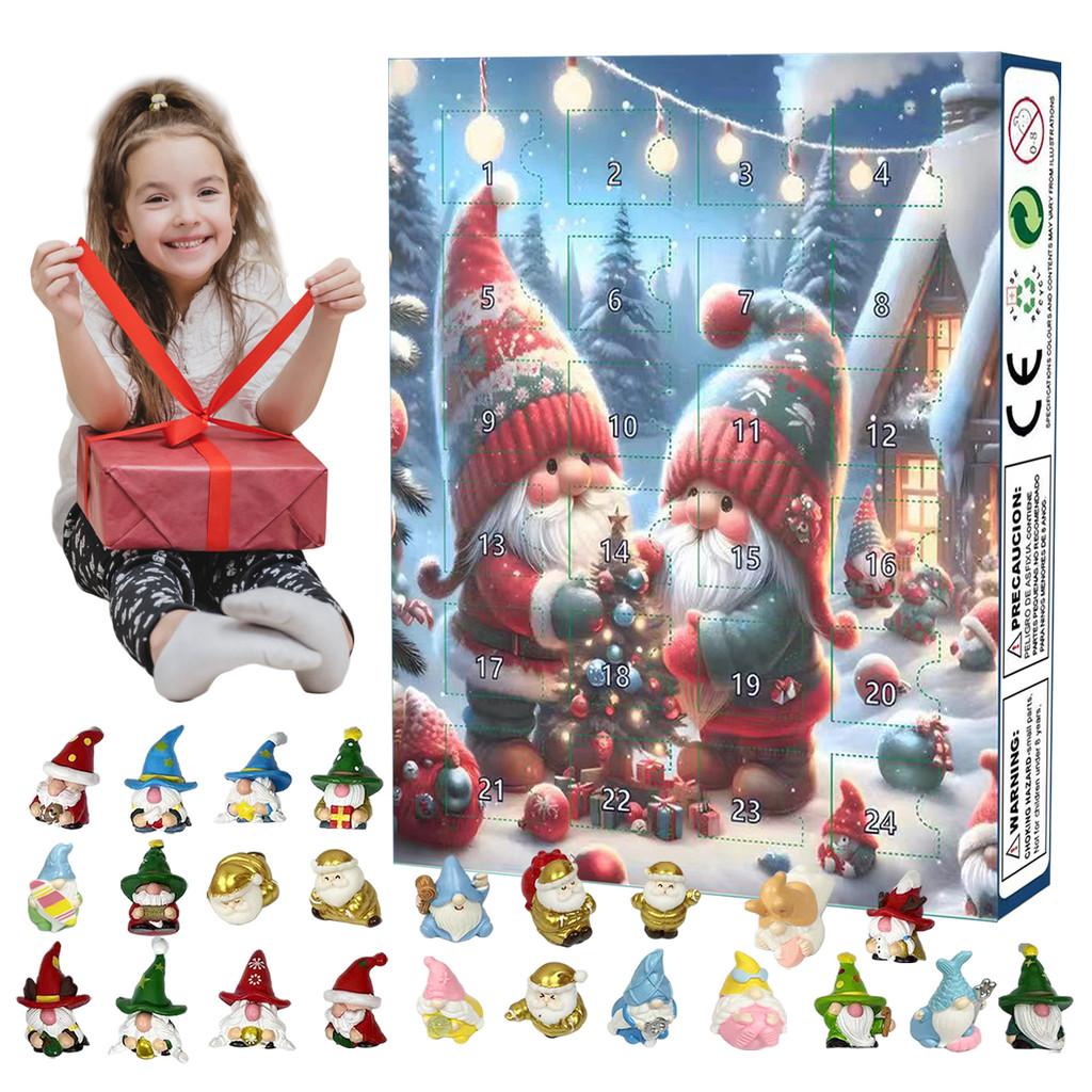 2024 Julnisse Adventskalender Färgglada Pvc-leksaker för Högtidskul Och Glada Överraskningar
