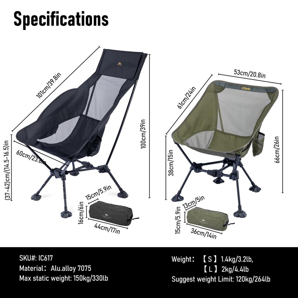 Outdoor Triangular Frame Big Foot Stable Beach Sink Prevention Mesh Seat Ventilation Folding Ultra Light Compact Storage Bag Included Load Capacity