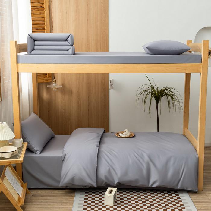 Army Green Cotton Three-Piece Student Dormitory Bedding Set for Single Bed Fiberfill pillow [48*74cm]