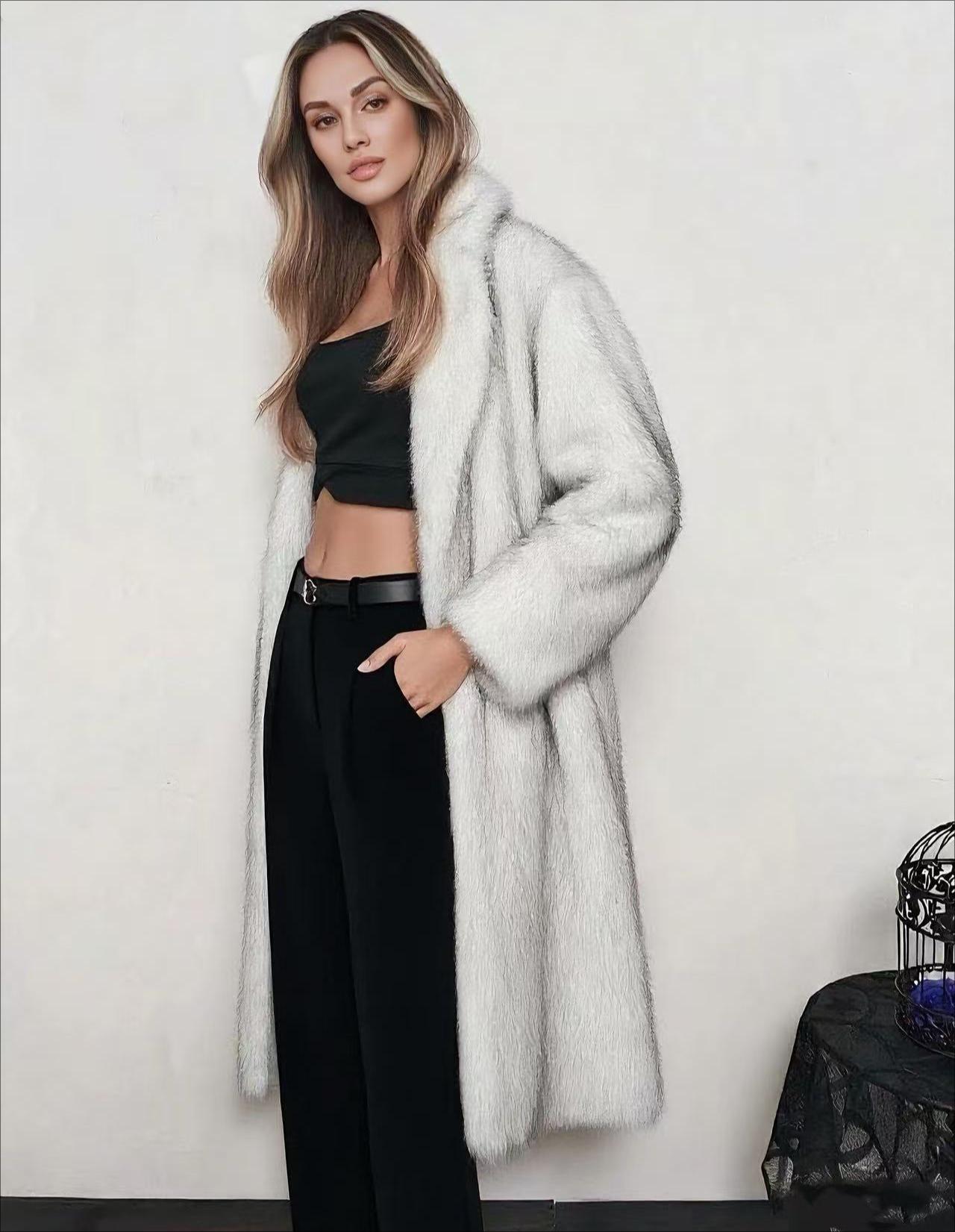 

Женское пальто из искусственного меха, зимнее теплое с лацканами, с длинными рукавами, большого размера, кардиган, толстое длинное пальто XXL