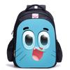 Zaino Scuola per Bambini, Testa Grande Gatto Blu Forrest Gump Scuola di Animazione, Tessuto Oxford Nero Resistente allo Sporco Grande Capacità.