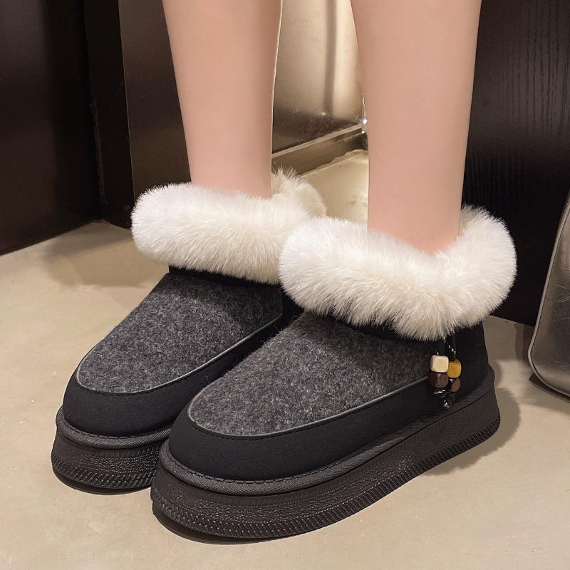 Autumn New Wool Short Tube Color Matching Snow Boots Women's Foreign Trade Thick-soled Plush Warm Thickened Cotton Shoes
