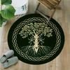 1pc Viking Tree of Life Round Rug - Crystal Velvet, Perfect for Home Decor, Bedroom, Balcony and Camping