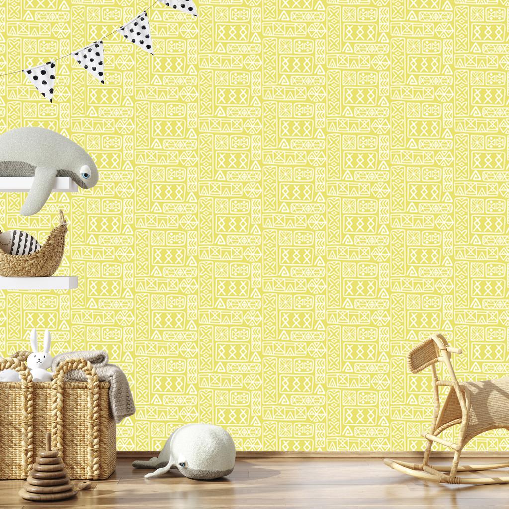 Polynesian Geometric Pattern Cream Wallpaper 50x1000