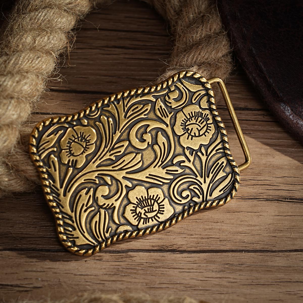 

1 шт. Пряжка для ремня в стиле панк с ретро-принтом в западном стиле, джинсовая пряжка для ремня в западном стиле, ретро джинсовая пряжка для ремня для одежды для мужчин и женщин золотой
