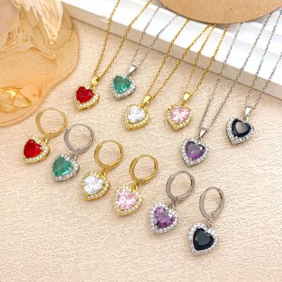 Necklace Korean Version Color Love Zircon Necklace Accessories Women Japan and Korea Hot Sale Light Luxury Temperament Niche Collarbone Chain Accessor