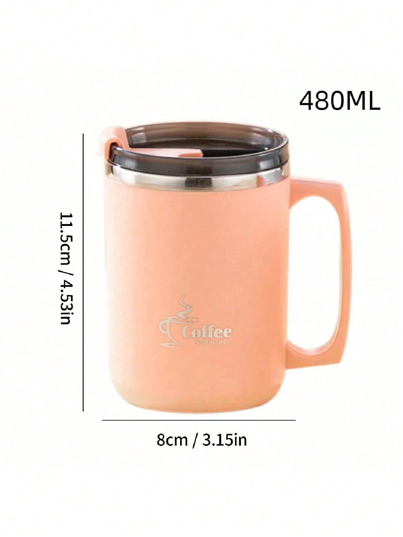 

450ML Double Wall Insulated Milk Coffee Cup Mug Office Drinking Cup Heat-resistant Sealed Water Cup With Handle&Lid рожевий