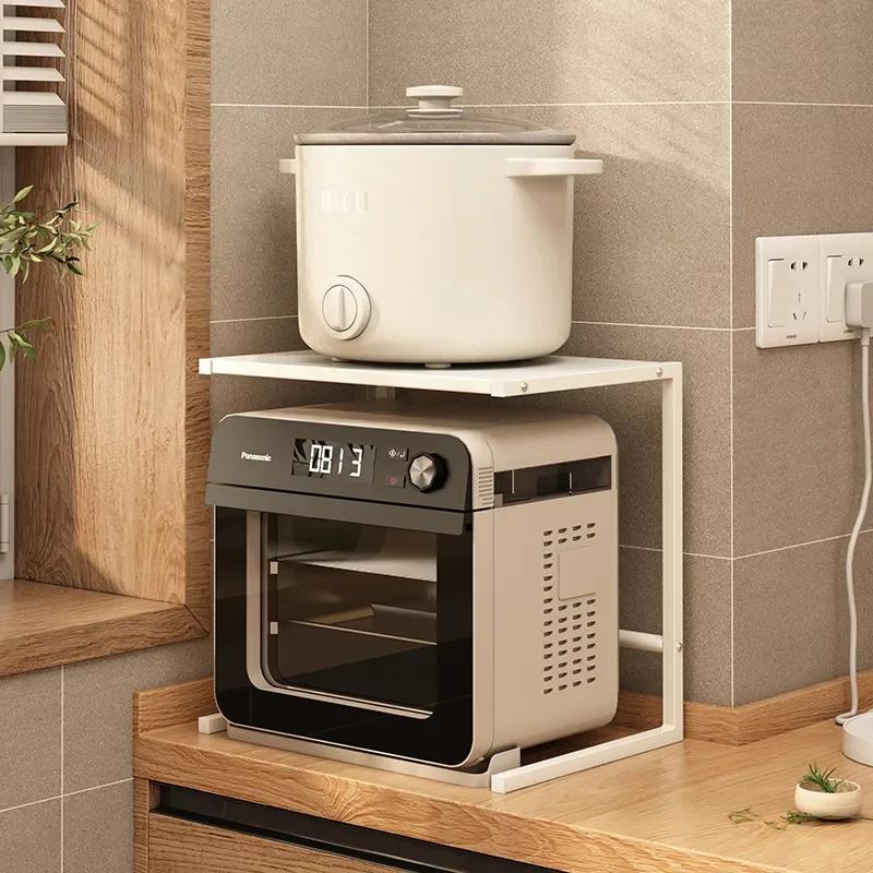 Kitchen Storage Holders Racks Shelving Countertop Small Microwave Oven Rack Layered Storage Rice Cooker Pot with Air Fryer Shelf