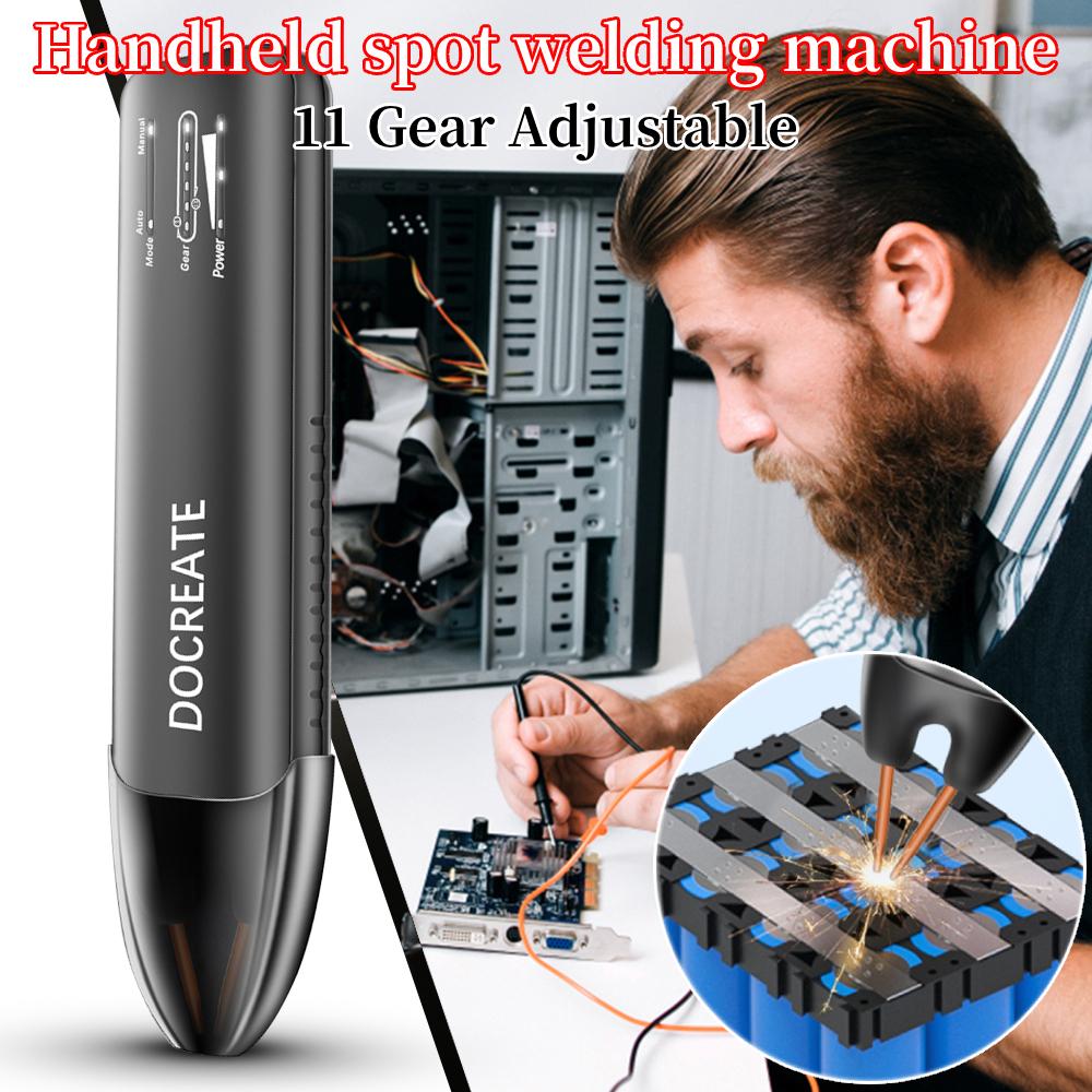 Handheld Spot Welding Machine 11 Gear Adjustable Automatic and Manual Modes Spot Welding Tool for 18650 Battery Nickel Sheets