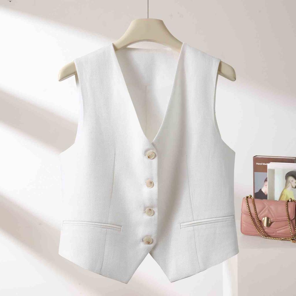 Slim Fit Womens Vest Sleeveless Short Waistcoat Spring Autumn Thin Suit Vest Slimming