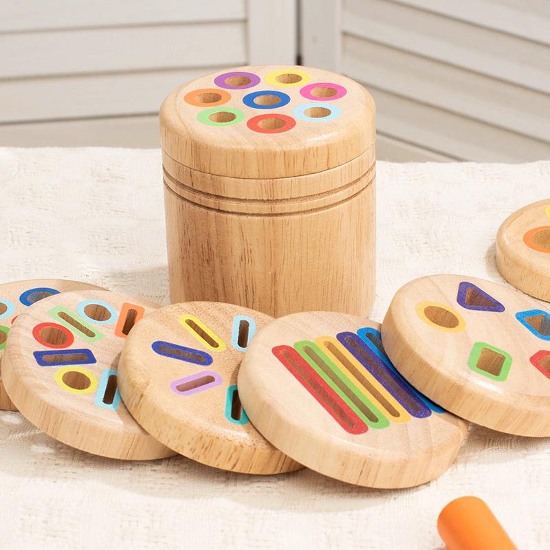 Kids Montessori Color Sorting Toy for Toddlers Wooden Fine Motor Skill Toy for Kids Educational Sensory Learning Game Gifts