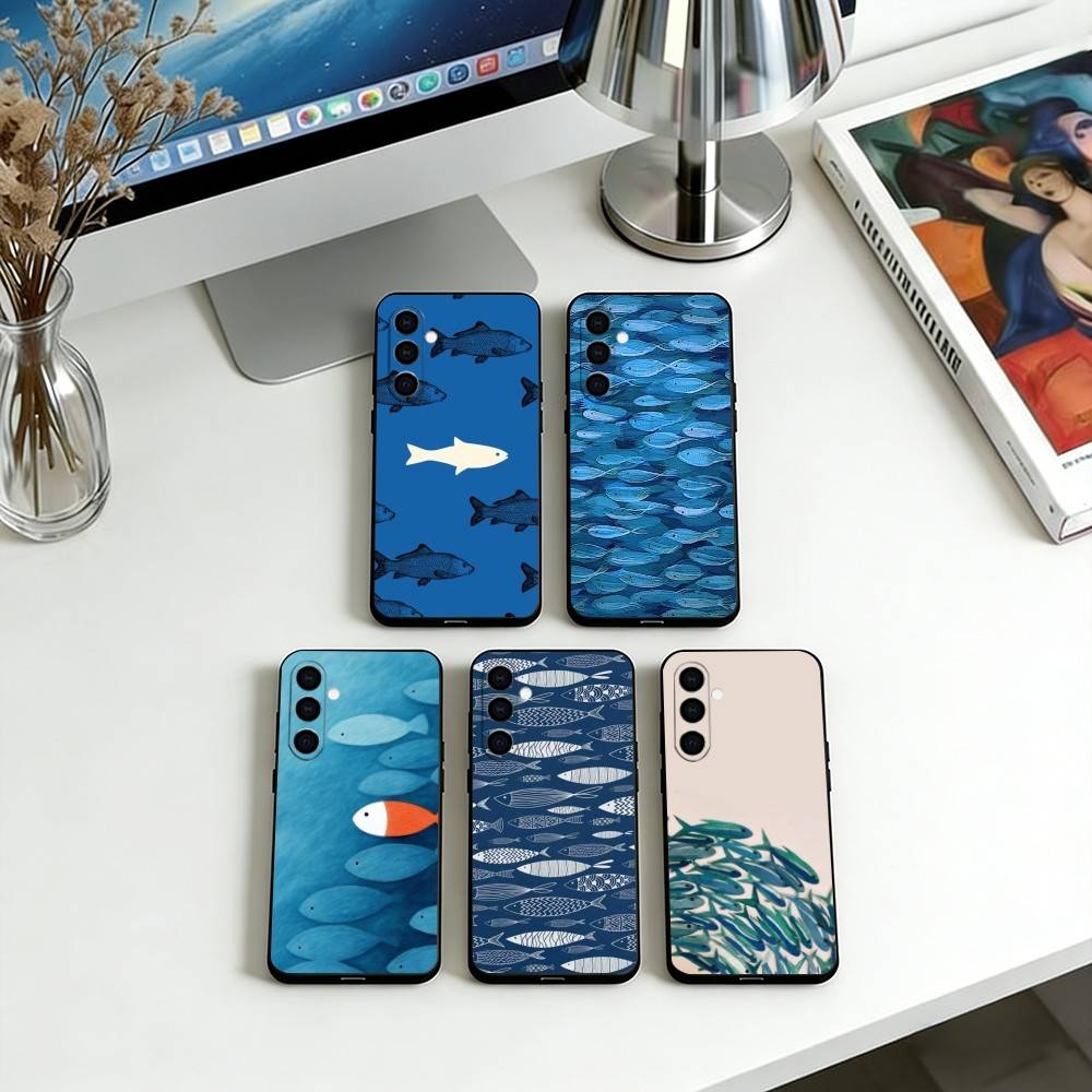 Small Fish Phone Case For Samsung Galaxy A73,A72,A71,A70,A53,A52,A51,Others Soft Black Cover
