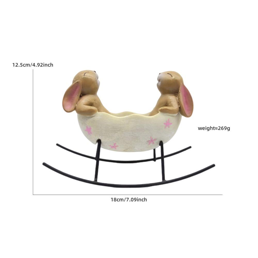 New Resin Rabbit Statue Easter Outdoor Animal Figurine Rocking in Egg Cradle Ornament Garden Decorations