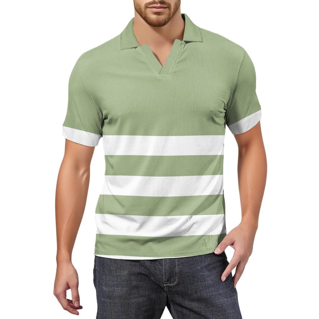 Herrenmode Bedrucktes V-Ausschnitt Kurzarm Top Golf T-Shirt