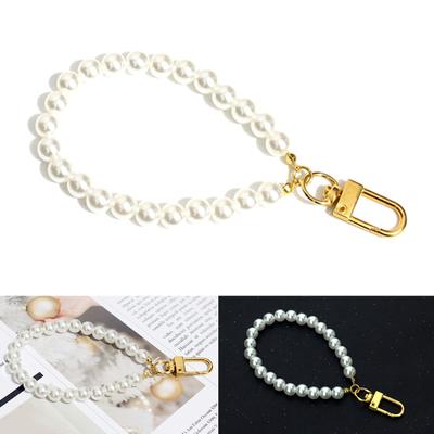 Fashion Imination Pearl Beads Keychain Lanyard Wrist Strap Phonecase Charm Keychain Decoration Pendant Cellphone Strap