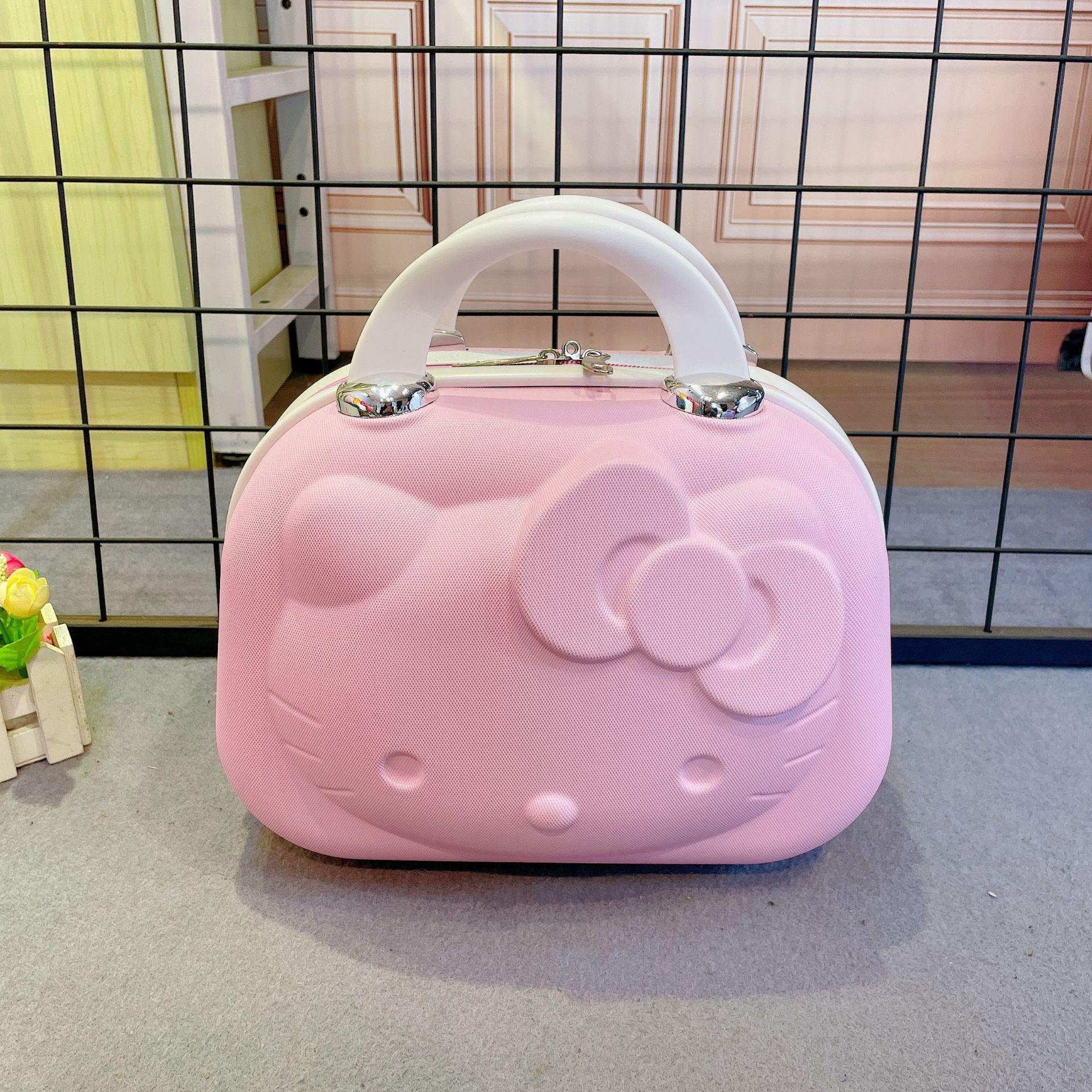 

Производитель оптовая продажа мультфильм милый 3D кошка косметичка 14 дюймов женский чемодан водонепроницаемый и розовый