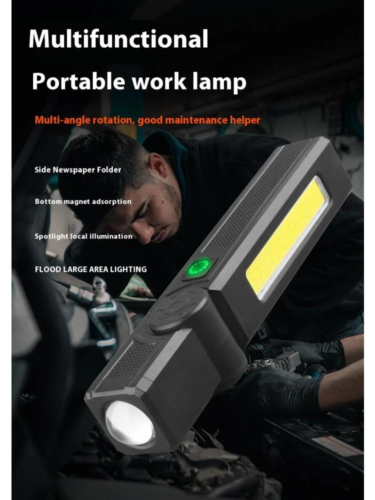 Multifunctional USB Rechargeable Flashlight with Magnet Powerful COB LED Work Light Waterproof Torch