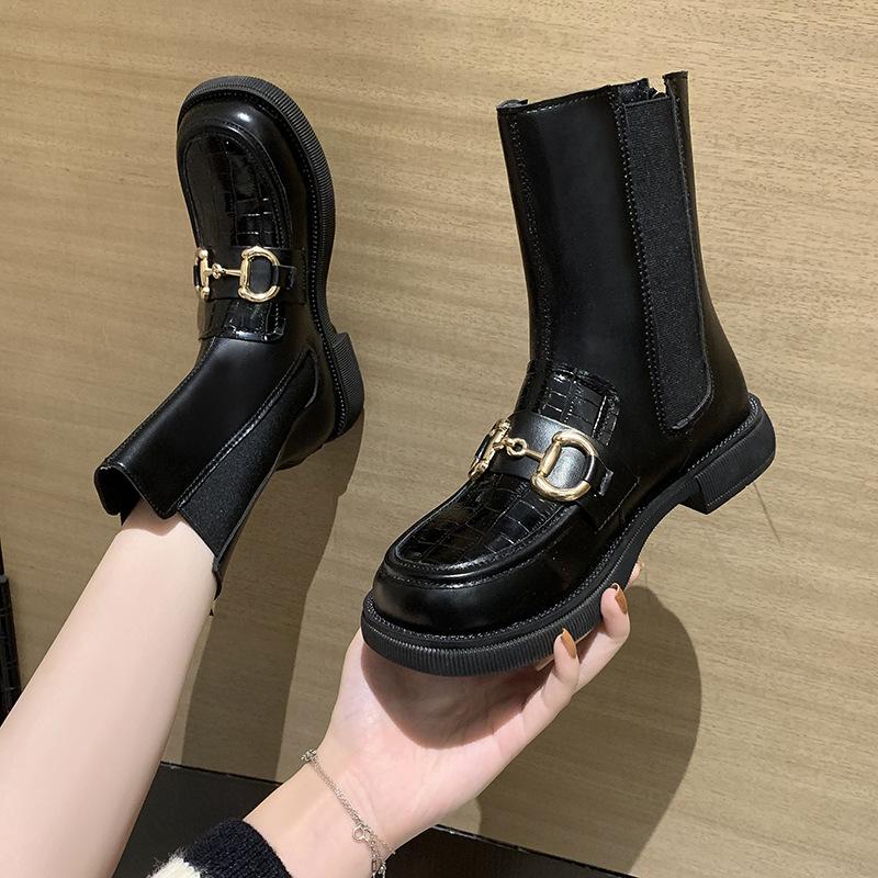Thick-soled heightening fashion short boots autumn and winter new retro soft leather soft-soled foreign-style versatile Martin boots
