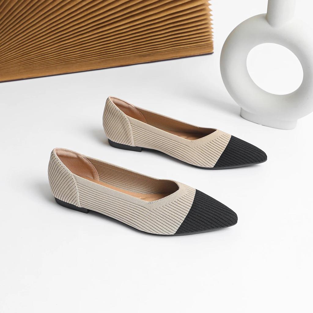 Shoes Woman Flat with Pointed Soft Knitted Sole Breathable and Comfortable Women's Flats Shoes Spring and Autumn 2025 New Model