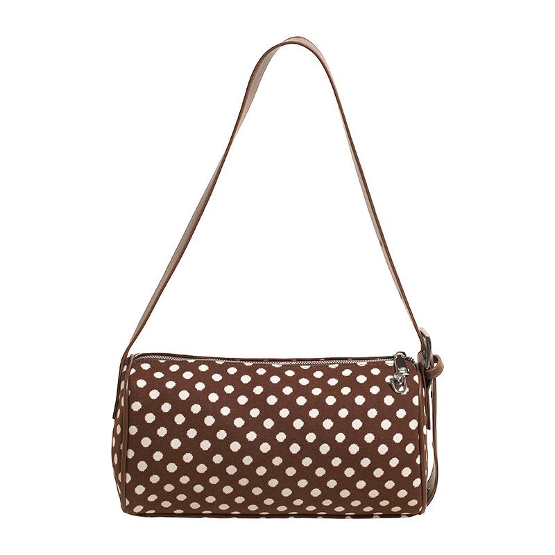 High-value shoulder bag women's black and white polka dot rectangular adjustable versatile commuter messenger bag versatile underarm bag