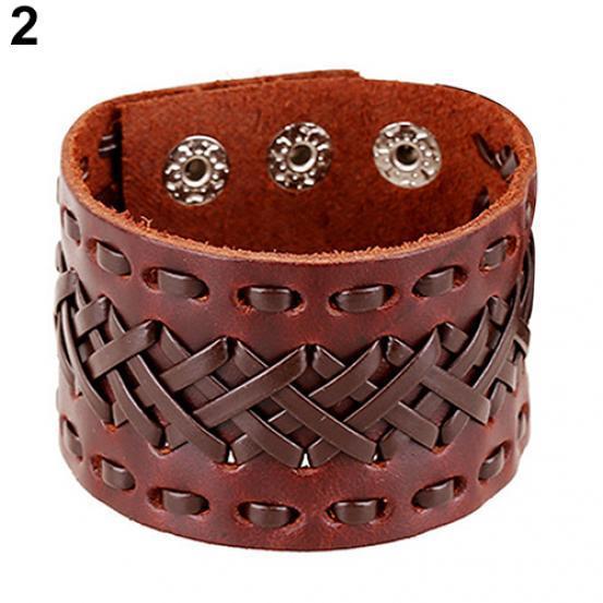 Retro Punk Style Unisex Femmes Hommes Double Couche Bracelet en Cuir large Retro Punk Style Unisex Femmes Hommes Double Couche Bracelet en Cuir large
