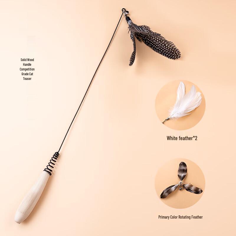 Cat Teaser Wand with Interchangeable Feather Heads