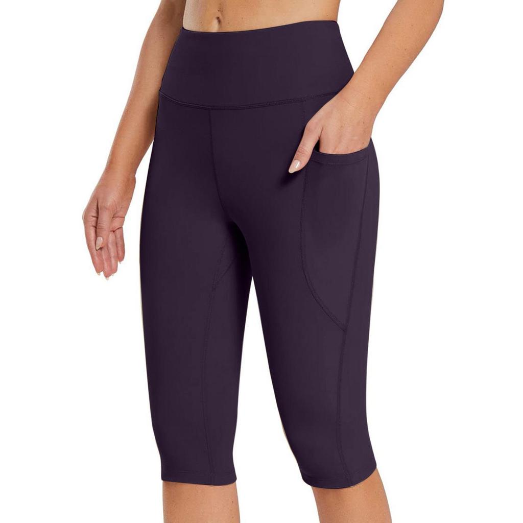 Pantaloncini con tasche da allenamento per motociclisti da yoga a vita alta da donna, leggings atletici
