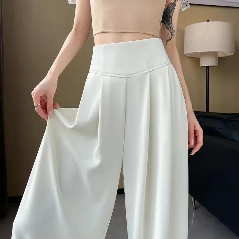 High Waist Wide Leg Straight Cut Casual Loose Long Pants Women's Suit Pants Spring Summer New Arrival Floor Length Trousers