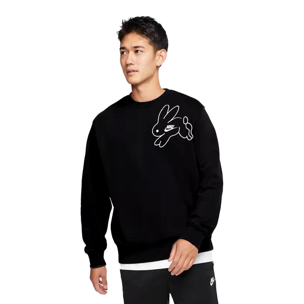Nike Bunny Print Outdoor Versatile Solid Color Letter Logo Crewneck Sweatshirt Unisex Sweatshirt Black BV2667-010(TEAM1061-3.3.34)