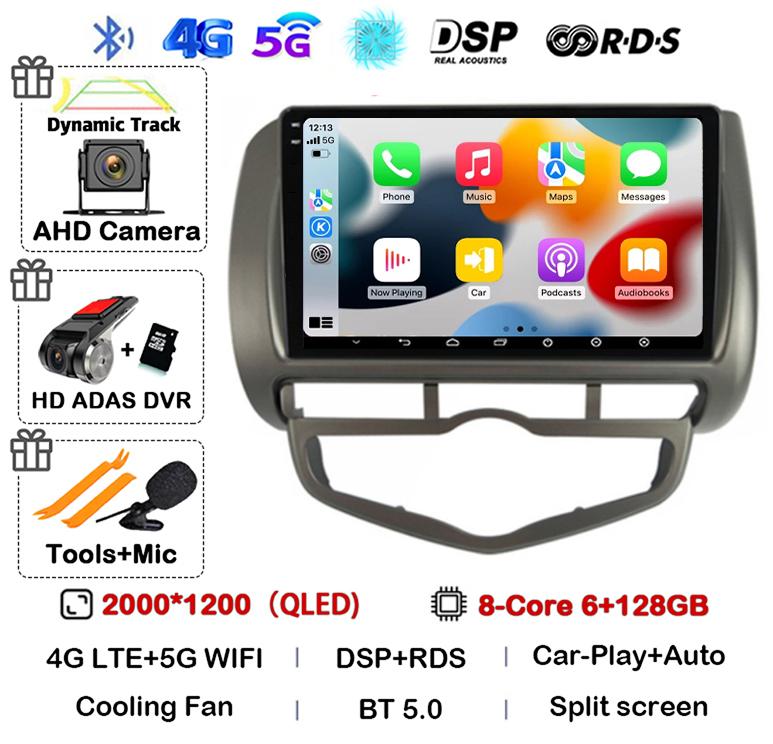 Android 14 Auto Carplay WIFI+4G For HONDA JAZZ City 2002 - 2007 HD 2 Din Car Radio Multimedia Video Player Stereo GPS 360 Camera